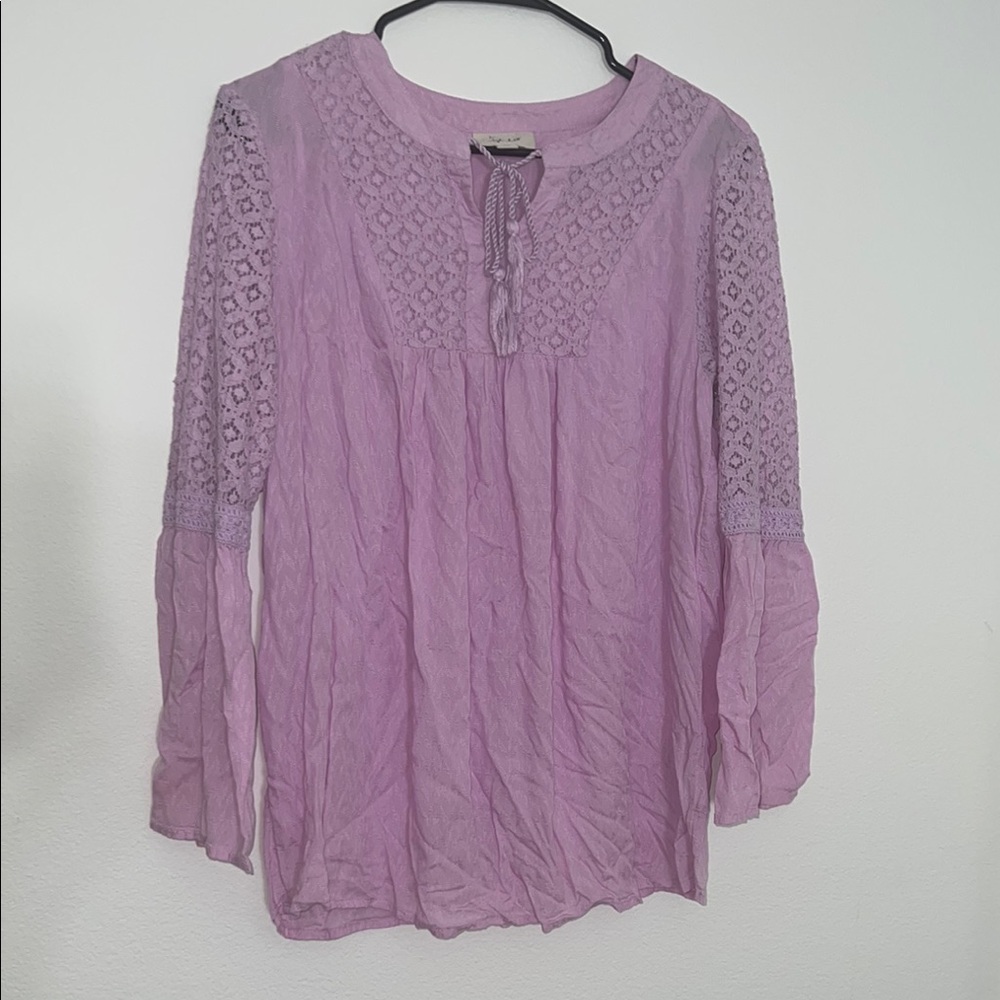 Style & Co. Purple Embellished Bib Collar Blouse